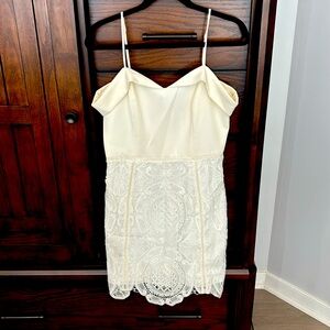 Ivory lace capped sleeve dress
